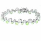 Sterling Silver Light Green & Clear CZ Bubble Bracelet B2484LGR