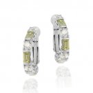 Sterling Silver Light Green & White CZ Hoop Earrings E2866LGR