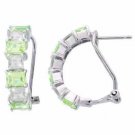 Sterling Silver Light Green and Colorless CZ Half Hoop Earrings E4310LGR