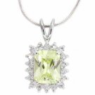 Sterling Silver Light Green and Simulated Diamond CZ Square Pendant P4311LGR
