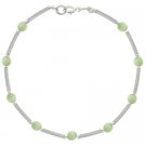 Sterling Silver Light Green Cats Eye Bar & Bead Bracelet B4116LGR