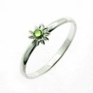 Sterling Silver Light Green CZ Flower Junior Ring JR2930LGR