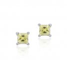 Sterling Silver Light Green CZ Square Stud Earrings E2400LGR