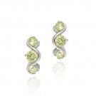 Sterling Silver Light Green CZ Three Stone S Design Drop Earrings E4318LGR