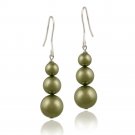 Sterling Silver Light Green Swarovski Elements Pearl Drop Earrings E12247LGR