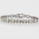 Sterling Silver Light Yellow & Clear CZ Square & Circle Tennis Bracelet B4044LTY