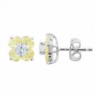 Sterling Silver Light Yellow Cubic Zirconia and Simulated Diamond CZ Post Earrings 2218