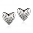 Sterling Silver Lined Heart Stud Earrings E4960