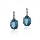 Sterling Silver London Blue Topaz & Diamond Accent Oval Leverback Earrings E10511LBT