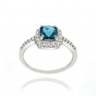 Sterling Silver London Blue Topaz & Diamond Accent Square Ring R11679LBT-6