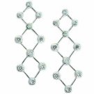 Sterling Silver Long Cris-Cross CZ Bubble Earrings E2700