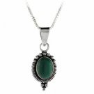 Sterling Silver Malachite Bali Bead Oval Pendant P8024ML