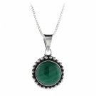 Sterling Silver Malachite Bali Beaded Circle Pendant P8029ML