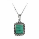 Sterling Silver Malachite Rectangle Vintage Pendant P8615ML
