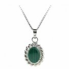 Sterling Silver Malchite Oval Twisted Border Pendant P8402ML