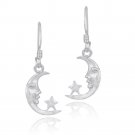 Sterling Silver Man on the Moon & Star Dangle Earrings E4527