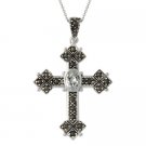 Sterling Silver Marcasite & CZ Cross Pendant P10668