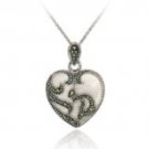Sterling Silver Marcasite & Mother of Pearl Heart Pendant P10459MOP