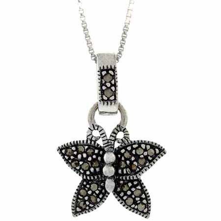 Sterling Silver Marcasite Butterfly Pendant P8362
