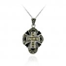 Sterling Silver Marcasite Cross Locket P2803M