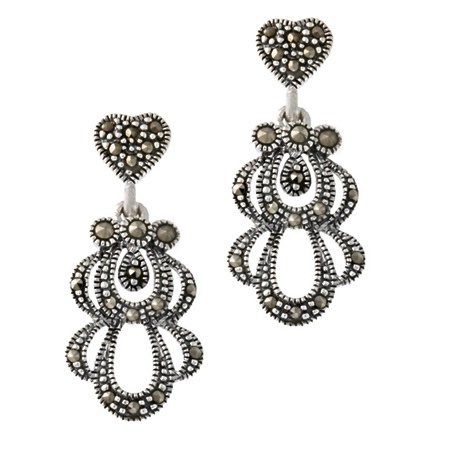 Sterling Silver Marcasite Dangle Earrings E10637