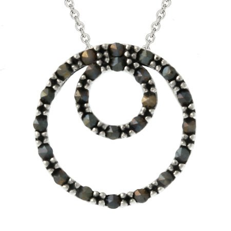 Sterling Silver Marcasite Double Circle Eternity Pendant P10674