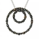 Sterling Silver Marcasite Double Circle Eternity Pendant P10674