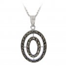 Sterling Silver Marcasite Double Oval Pendant P12087