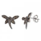 Sterling Silver Marcasite Dragonfly Stud Earrings E10638