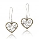 Sterling Silver Marcasite Filigree Heart Dangle Earrings E12187