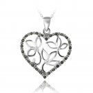 Sterling Silver Marcasite Filigree Heart Pendant P12187