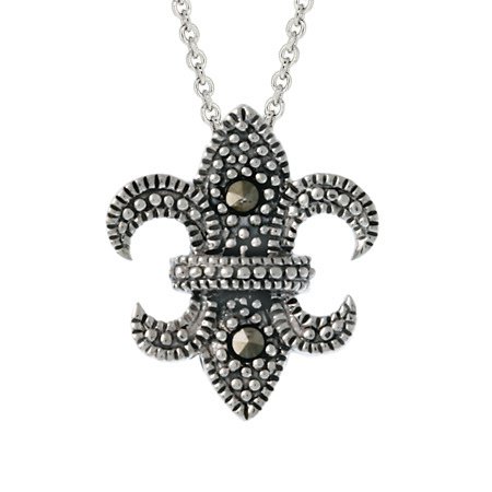 Sterling Silver Marcasite Fleur De Lis Pendant P10675