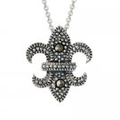 Sterling Silver Marcasite Fleur De Lis Pendant P10675