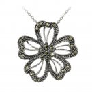 Sterling Silver Marcasite Flower Slide Pendant P12185
