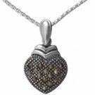 Sterling Silver Marcasite Heart Pendant 2122