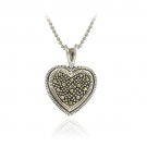Sterling Silver Marcasite Heart Pendant P11838