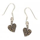 Sterling Silver Marcasite Heart Shaped Dangle Earrings E10648