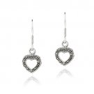 Sterling Silver Marcasite Open Heart Dangle Earrings E10636