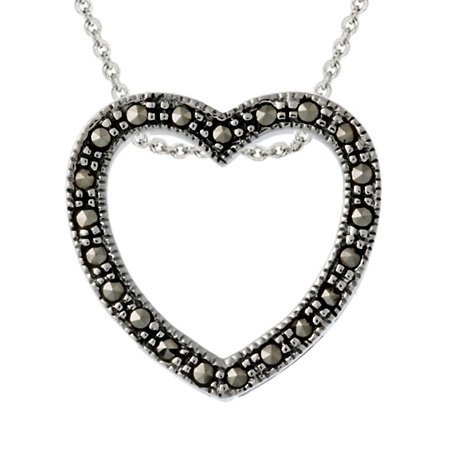 Sterling Silver Marcasite Open Heart Pendant P10671