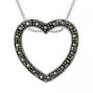 Sterling Silver Marcasite Open Heart Pendant P10671