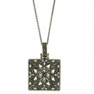 Sterling Silver Marcasite Square Filigree Pendant P10664