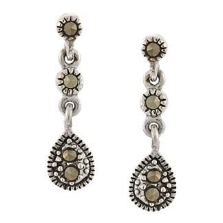 Sterling Silver Marcasite Teardrop Dangle Earrings E10642