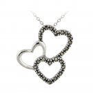 Sterling Silver Marcasite Triple Floating Hearts Pendant P12179