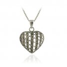 Sterling Silver Marcasite Woven Puffed Heart Pendant P11942