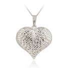 Sterling Silver Mesh Puffed Heart Pendant P11965
