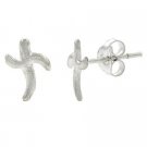 Sterling Silver Modern Style Cross Small Stud Earrings E9128