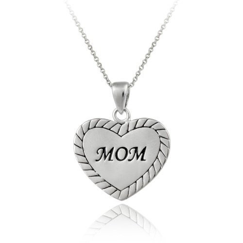 Sterling Silver MOM Heart Pendant P11617