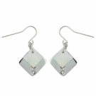 Sterling Silver Mother Of Pearl & CZ Diamond Shaped Earrings E2785MOP