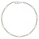 Sterling Silver Mother of Pearl Bar and Bead Bracelet B4116MOP