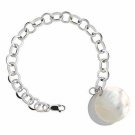Sterling Silver Mother of Pearl Charm Bracelet B2882MOP